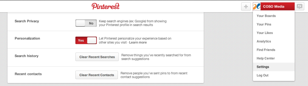 pinterest search settings